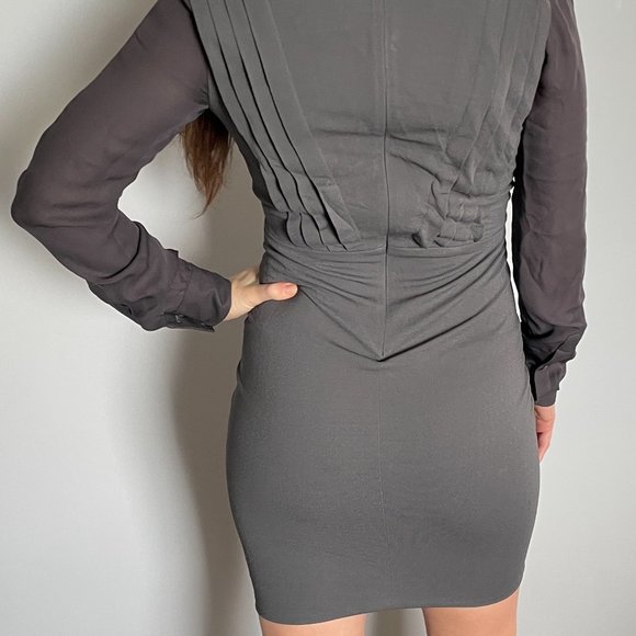 Yigal Azrouël Long sleeve fitted Grey Dress - Picture 2 of 8